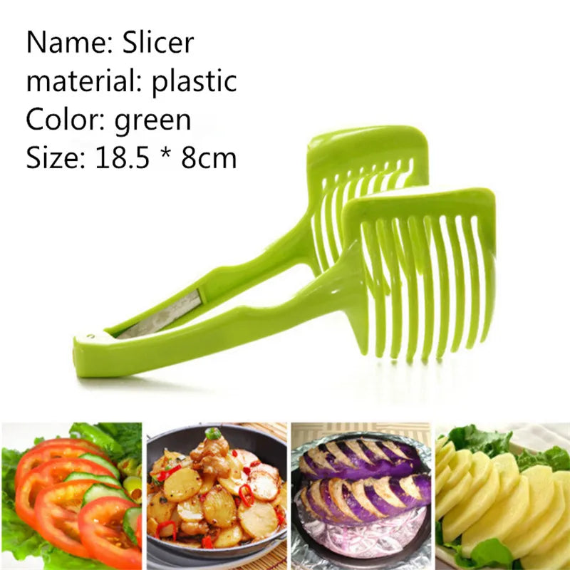 Stainless Steel Onion Holder Potato Tomato Slicer Vegetable Fruit Cutter Safety Cooking Tools Accessories