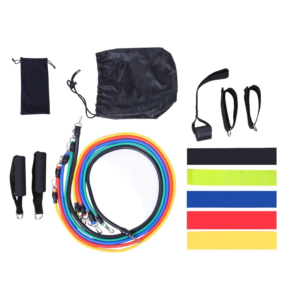 17-Piece Latex Resistance Bands Set for Crossfit, Yoga, and Fitness